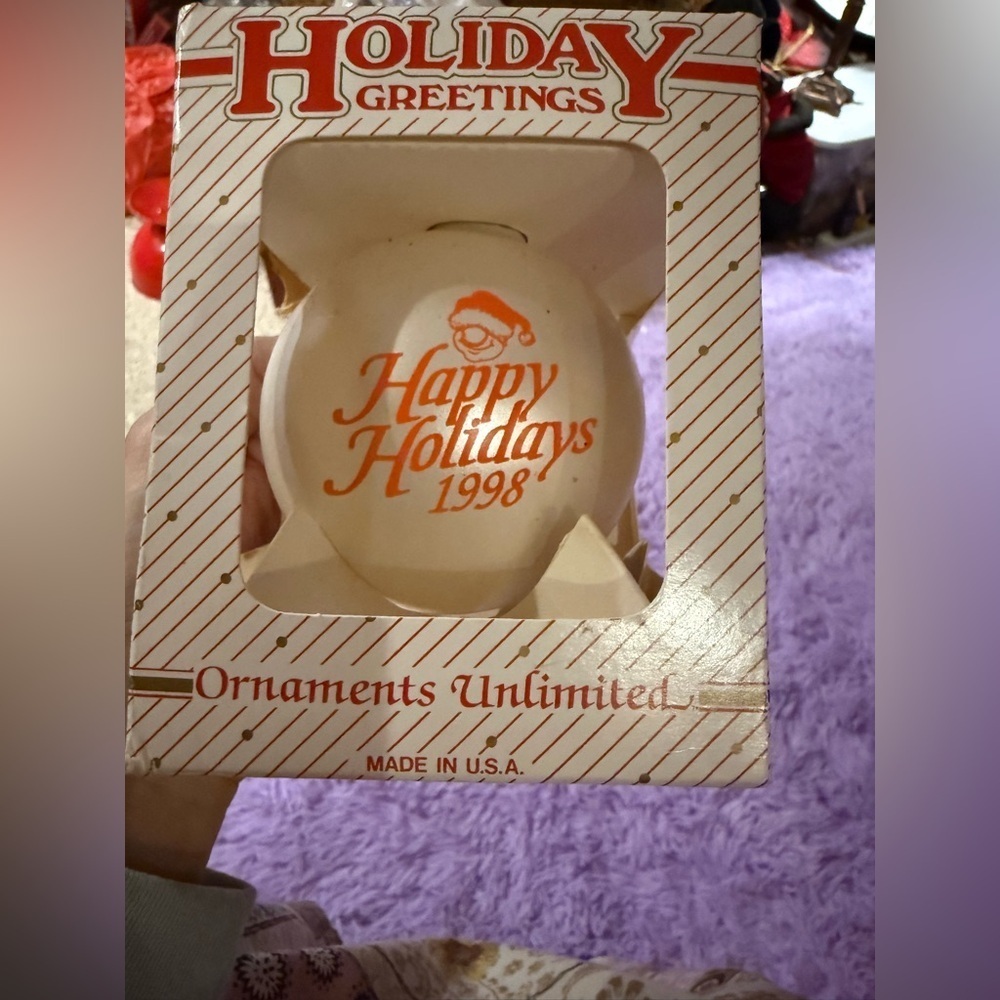 Vintage 1998 Home Depot Holiday Greetings Ornament - White Orange Made in USA
